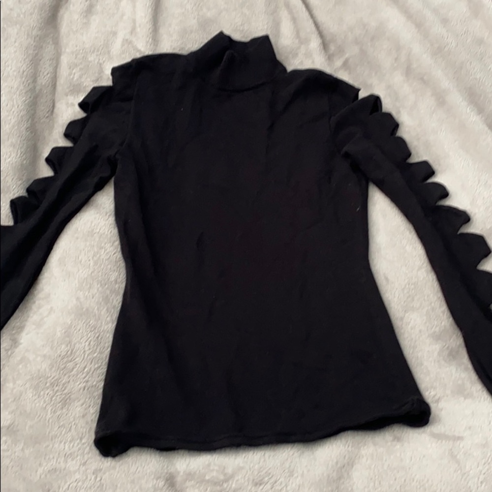 AQUA SWEATER WITH OPEN CUTS IN ARMS